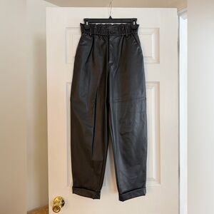 Zara High waisted barrel leg faux leather pants
